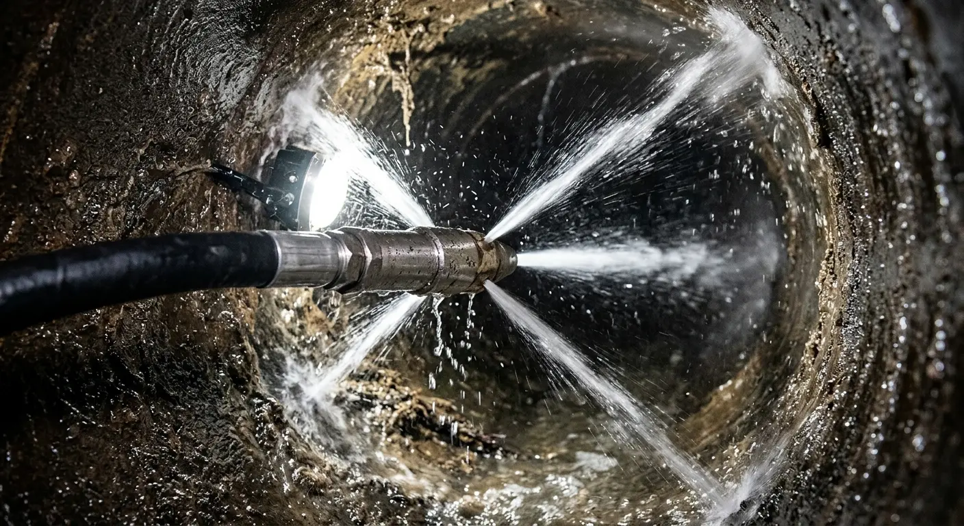 High-pressure hydro jetting nozzle cleaning sewer pipe for Storm Drain Cleaning in Decatur